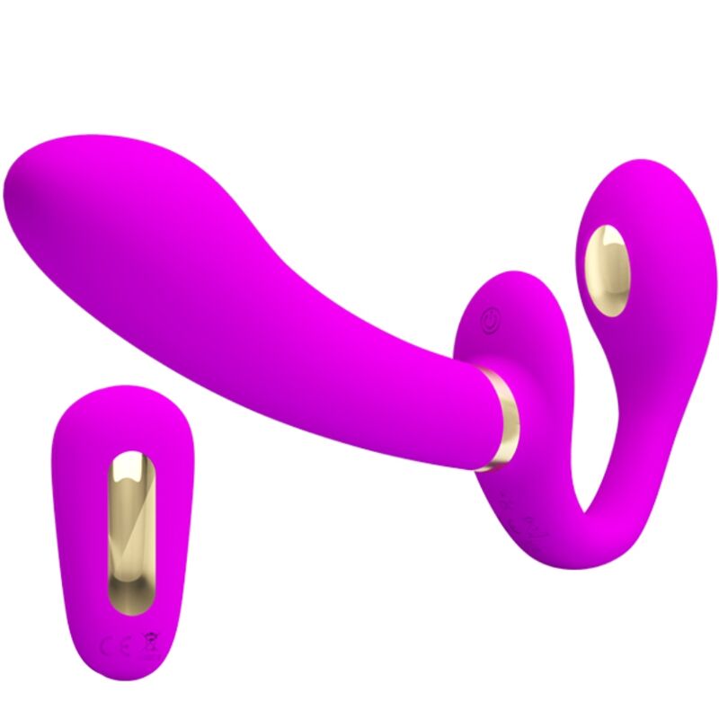 PRETTY LOVE - THUNDERBIRD DOUBLE STRAP-ON VIBRATOR REMOTE CONTROL PURPLE - Amore24