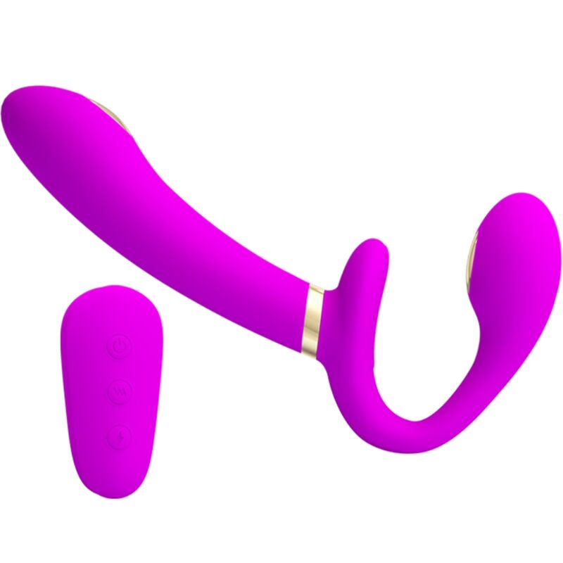PRETTY LOVE - THUNDERBIRD DOUBLE STRAP-ON VIBRATOR REMOTE CONTROL PURPLE - Amore24