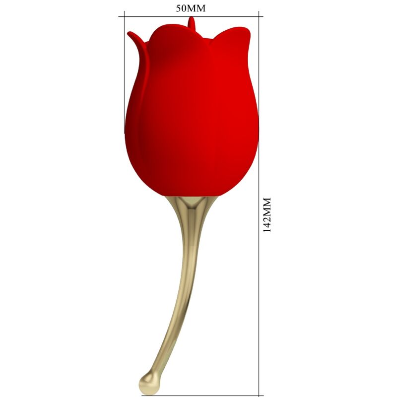 PRETTY LOVE - ROSE LOVER ROSE CLITORIS STIMULATOR 12 VIBRATIONS RED - Amore24