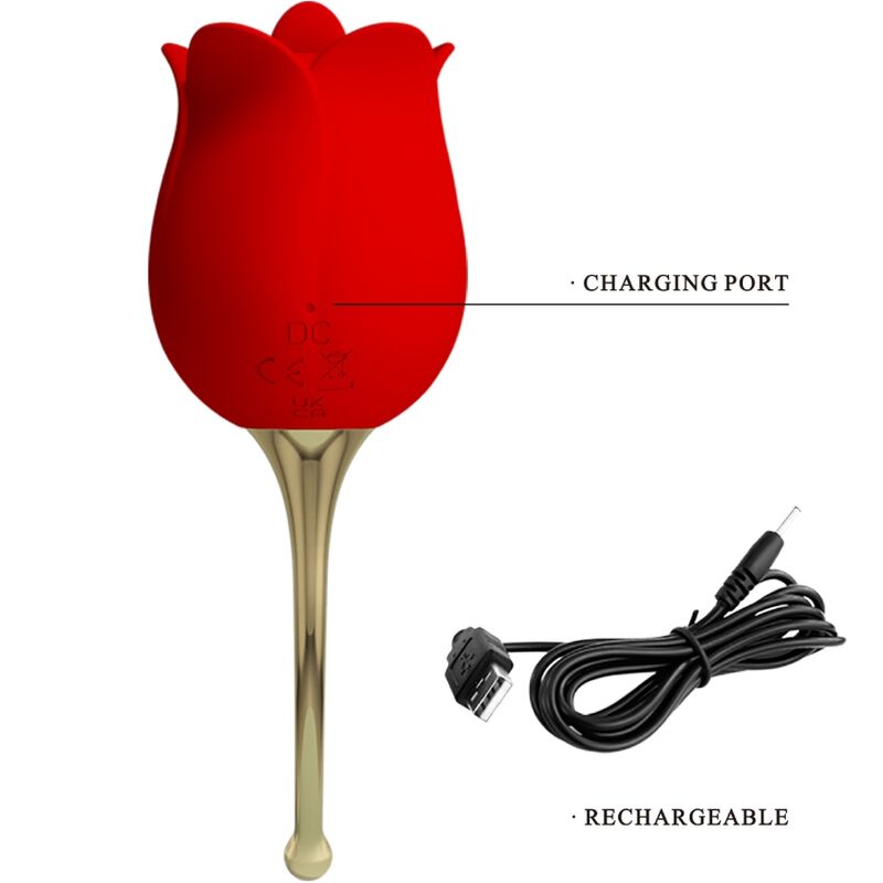 PRETTY LOVE - ROSE LOVER ROSE CLITORIS STIMULATOR 12 VIBRATIONS RED - Amore24