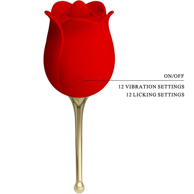 PRETTY LOVE - ROSE LOVER ROSE CLITORIS STIMULATOR 12 VIBRATIONS RED - Amore24