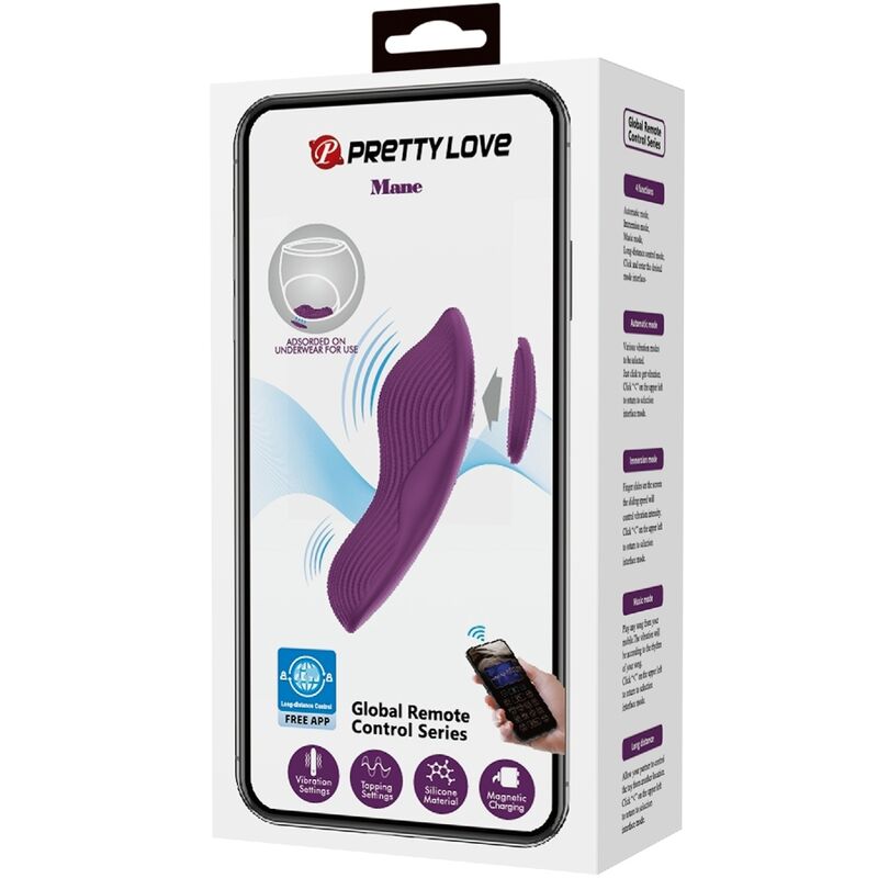 PRETTY LOVE - MANE LAY ON CLITORIS MASSAGER 10 VIBRATIONS REMOTE CONTROL PURPLE - Amore24