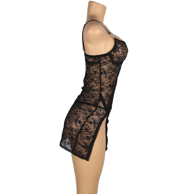 SUBBLIME - 954185 LACE BABYDOLL WITH ADJUSTABLE STRAPS BLACK S/M - Amore24