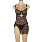 SUBBLIME - 954185 LACE BABYDOLL WITH ADJUSTABLE STRAPS BLACK S/M - Amore24