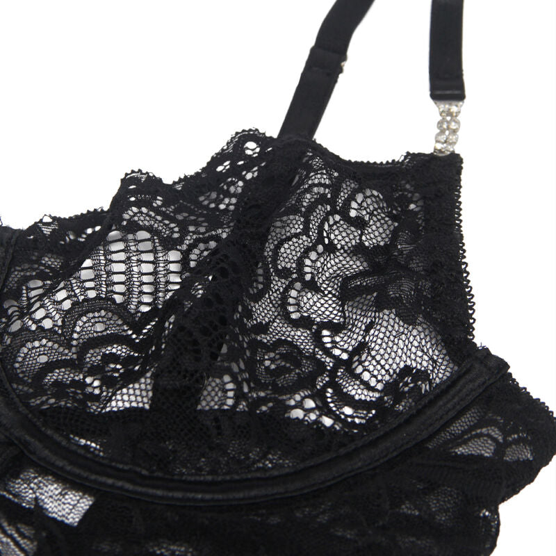 SUBBLIME - 954185 LACE BABYDOLL WITH ADJUSTABLE STRAPS BLACK S/M - Amore24