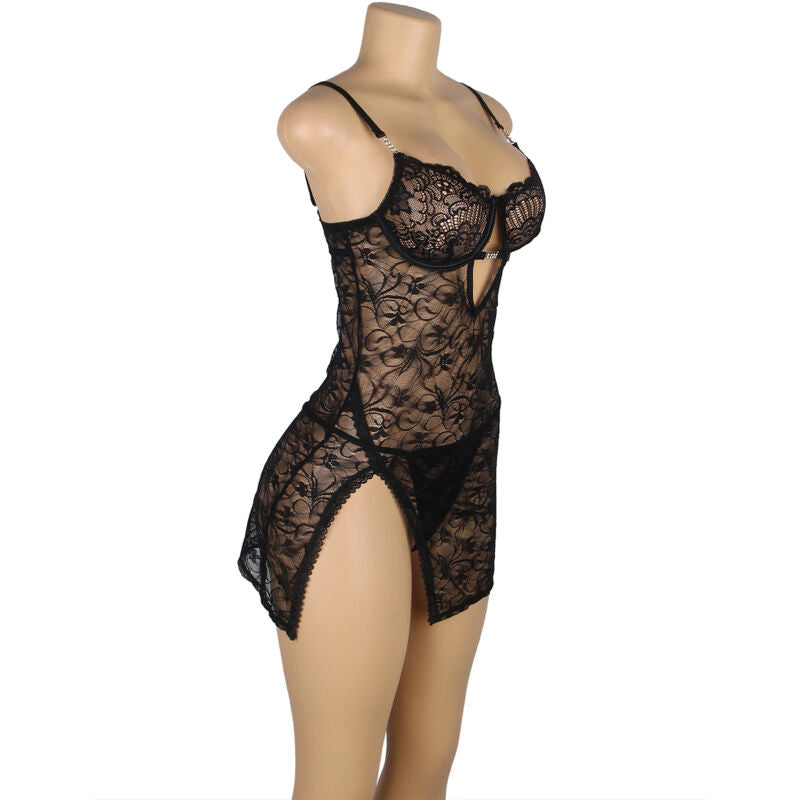 SUBBLIME - 954185 LACE BABYDOLL WITH ADJUSTABLE STRAPS BLACK S/M - Amore24