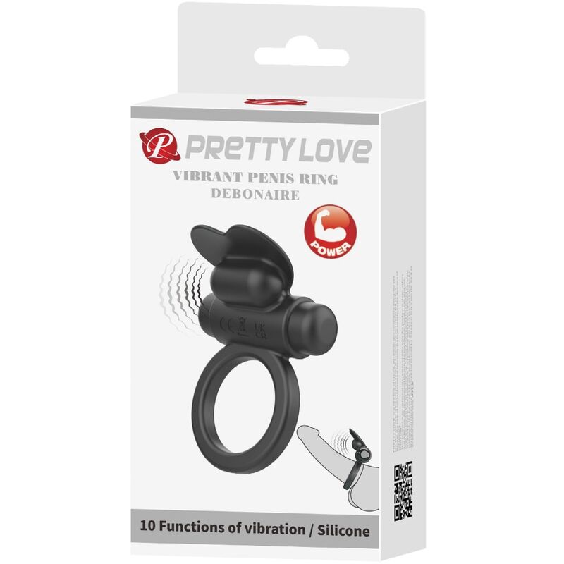 PRETTY LOVE - DEBONAIRE VIBRATING RING RABBIT 10 VIBRATIONS BLACK - Amore24