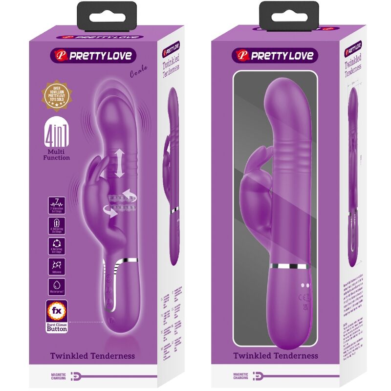 PRETTY LOVE - COALE 4 IN 1 MULTIFUNCTION RABBIT VIBRATOR  PURPLE - Amore24