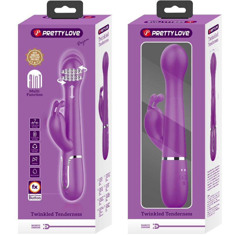 PRETTY LOVE - DEJON 3 IN 1 MULTIFUNCTION RABBIT VIBRATOR  PURPLE - Amore24