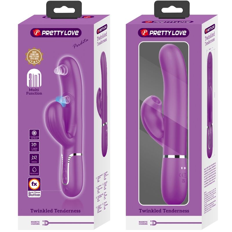 PRETTY LOVE - PERLITA 3 IN 1 MULTIFUNCTION RABBIT VIBRATOR  PURPLE - Amore24