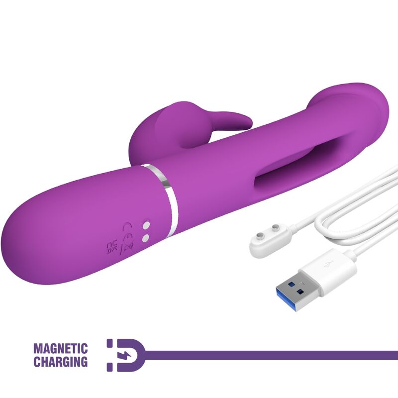 PRETTY LOVE - KAMPAS 3 IN 1 MULTIFUNCTION RABBIT VIBRATOR  PURPLE - Amore24
