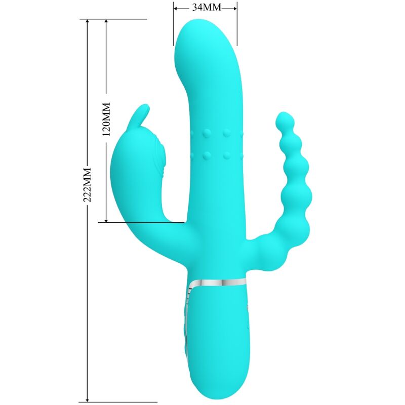 PRETTY LOVE - CAMMY 4 IN 1 MULTIFUNCTION TRIPPLE RABBIT VIBRATOR  BLUE - Amore24