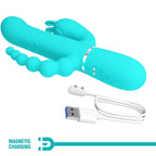 PRETTY LOVE - CAMMY 4 IN 1 MULTIFUNCTION TRIPPLE RABBIT VIBRATOR  BLUE - Amore24