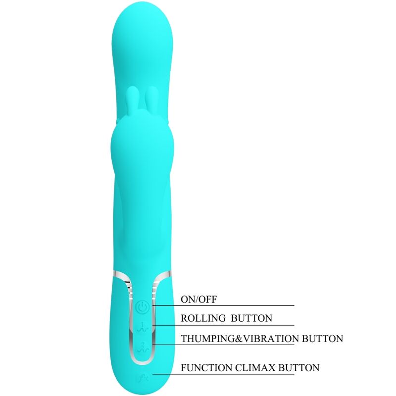 PRETTY LOVE - CAMMY 4 IN 1 MULTIFUNCTION TRIPPLE RABBIT VIBRATOR  BLUE - Amore24