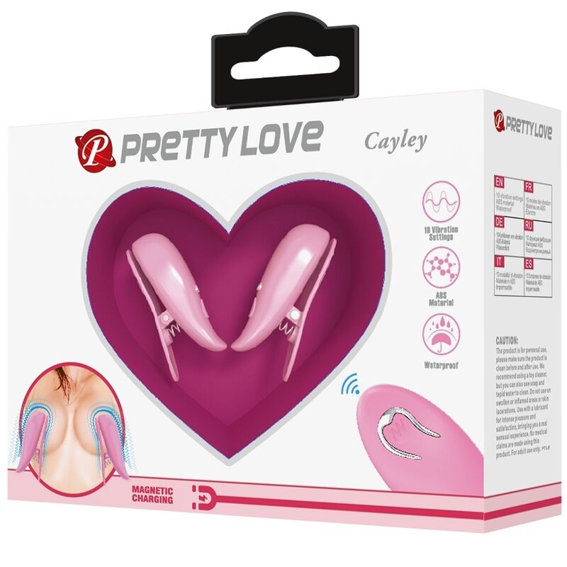 PRETTY LOVE - CAILEY NIPPLE CLAMPS 10 VIBRATIONS REMOTE CONTROL PINK - Amore24
