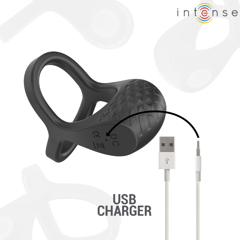 INTENSE - ALEX VIBRATOR DOUBLE PENIS RING 10 VIBRATIONS BLACK - Amore24