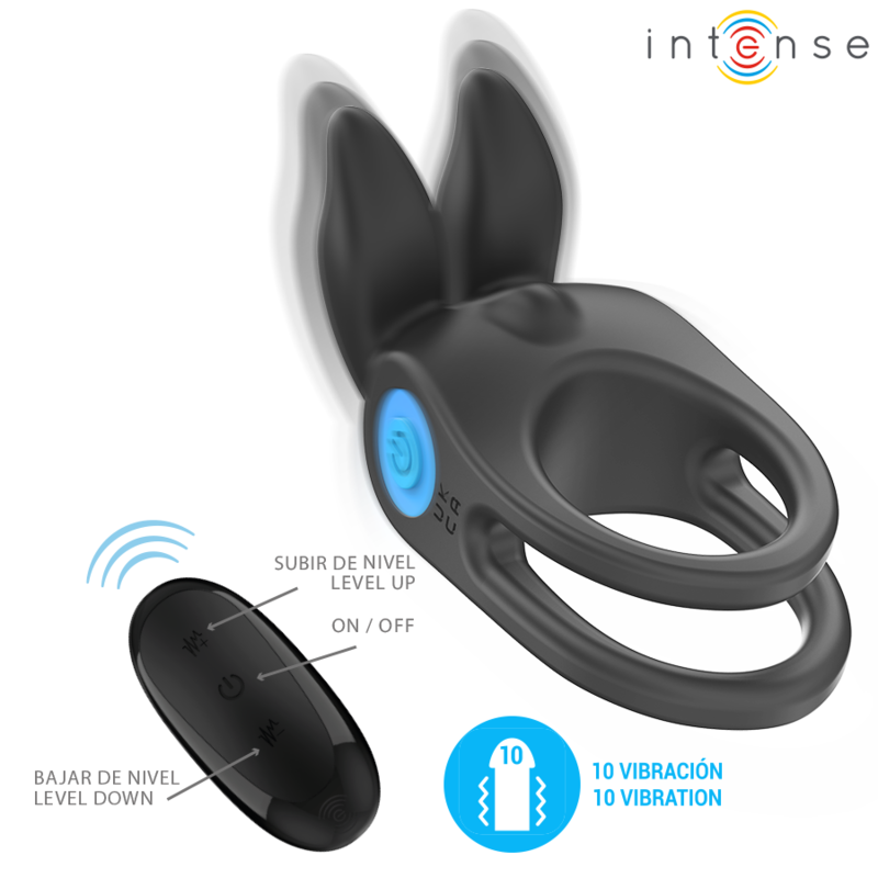 INTENSE - SAM VIBRATOR DOUBLE PENIS RING 10 VIBRATIONS BLACK - Amore24