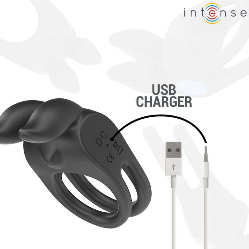 INTENSE - SAM VIBRATOR DOUBLE PENIS RING 10 VIBRATIONS BLACK - Amore24