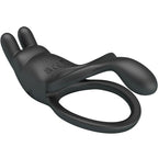 PRETTY LOVE - SETH DOUBLE VIBRATING RING RABBIT 7 VIBRATIONS BLACK - Amore24
