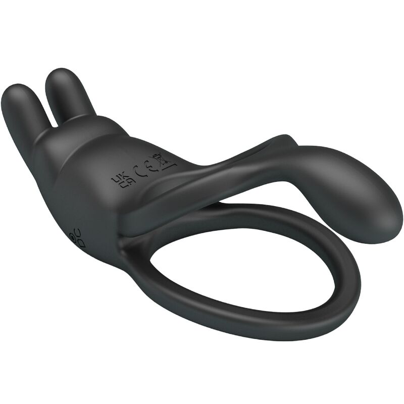 PRETTY LOVE - SETH DOUBLE VIBRATING RING RABBIT 7 VIBRATIONS BLACK - Amore24