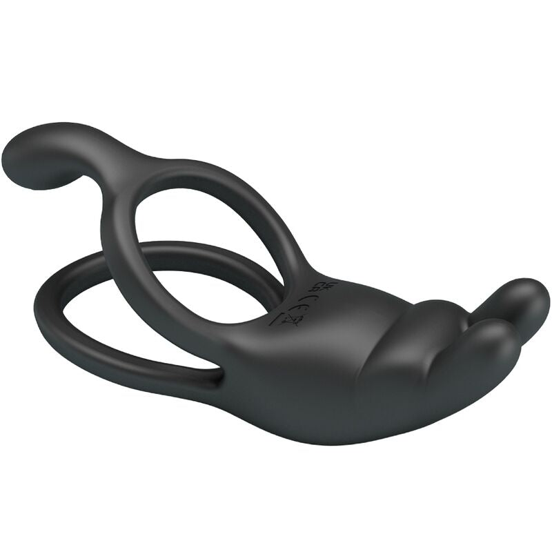 PRETTY LOVE - SETH DOUBLE VIBRATING RING RABBIT 7 VIBRATIONS BLACK - Amore24