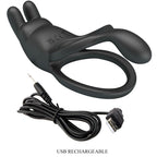 PRETTY LOVE - SETH DOUBLE VIBRATING RING RABBIT 7 VIBRATIONS BLACK - Amore24
