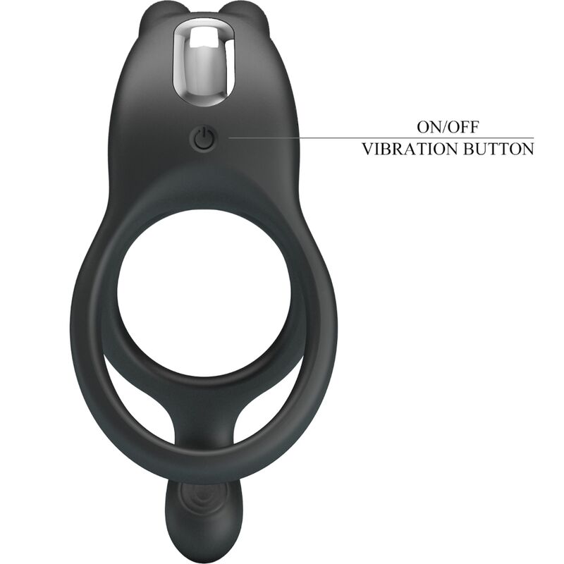 PRETTY LOVE - SETH DOUBLE VIBRATING RING RABBIT 7 VIBRATIONS BLACK - Amore24