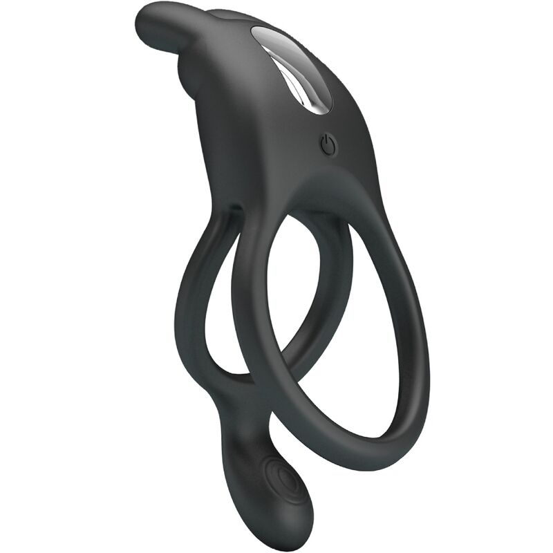 PRETTY LOVE - SETH DOUBLE VIBRATING RING RABBIT 7 VIBRATIONS BLACK - Amore24