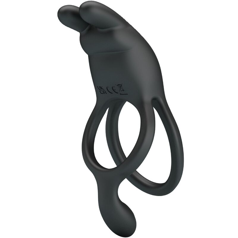 PRETTY LOVE - SETH DOUBLE VIBRATING RING RABBIT 7 VIBRATIONS BLACK - Amore24