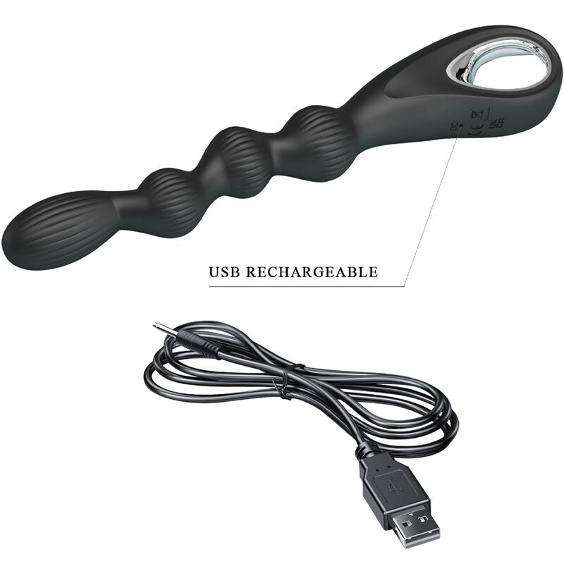PRETTY LOVE - FEDERER ANAL VIBRATOR 12 VIBRATIONS BLACK - Amore24