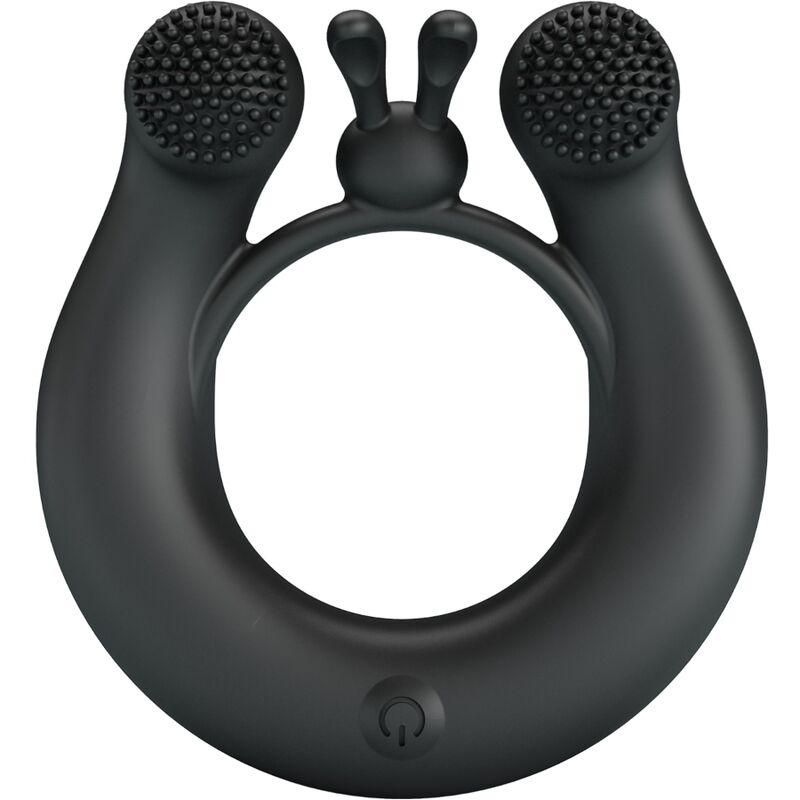 PRETTY LOVE - DAHLIA VIBRATING RING + CLITORIS STIMULATOR 12 VIBRATIONS BLACK - Amore24