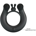 PRETTY LOVE - DAHLIA VIBRATING RING + CLITORIS STIMULATOR 12 VIBRATIONS BLACK - Amore24