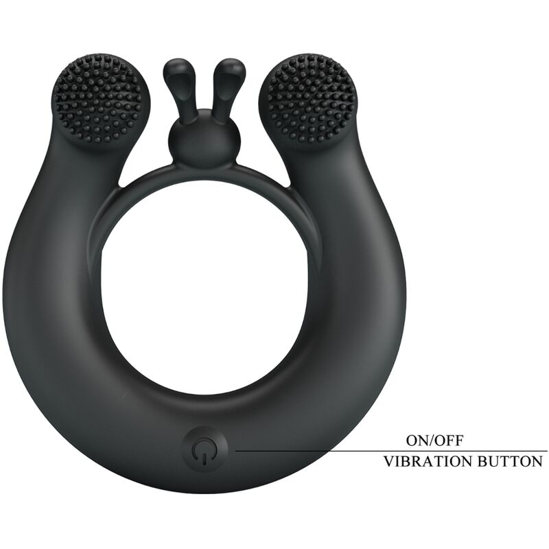 PRETTY LOVE - DAHLIA VIBRATING RING + CLITORIS STIMULATOR 12 VIBRATIONS BLACK - Amore24