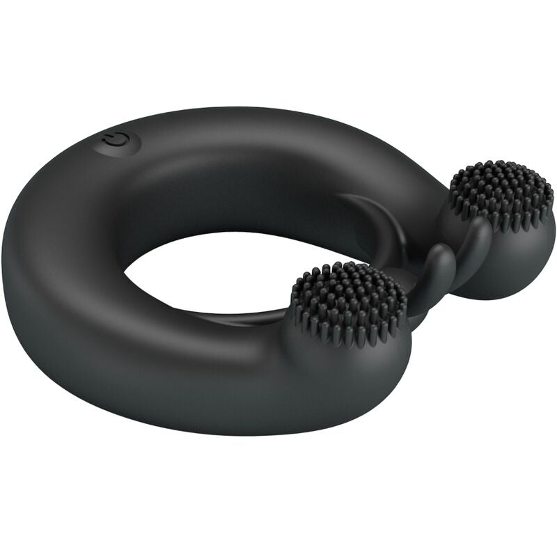PRETTY LOVE - DAHLIA VIBRATING RING + CLITORIS STIMULATOR 12 VIBRATIONS BLACK - Amore24