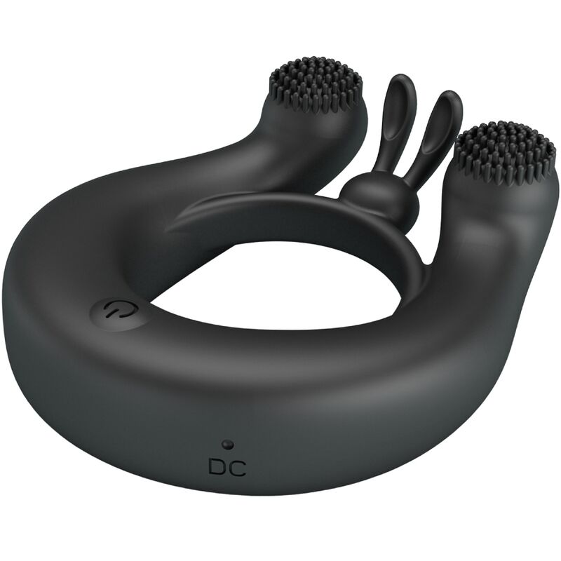 PRETTY LOVE - DAHLIA VIBRATING RING + CLITORIS STIMULATOR 12 VIBRATIONS BLACK - Amore24