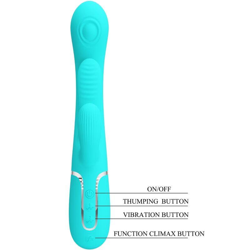 PRETTY LOVE - SHANIA TRIPLE RABBIT MULTIFUNCTION VIBRATOR 3 IN 1 BLUE - Amore24
