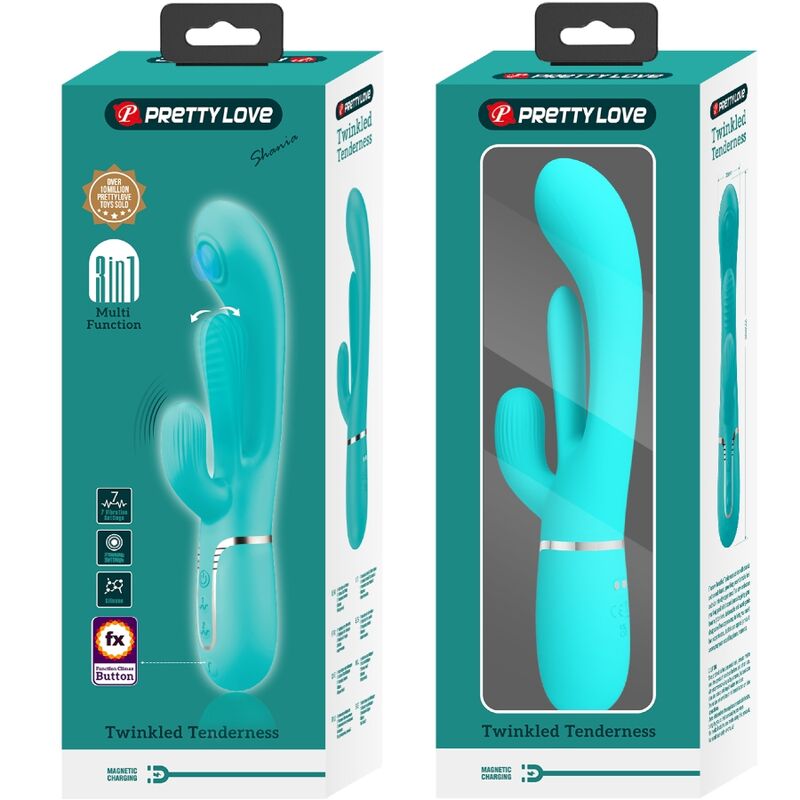 PRETTY LOVE - SHANIA TRIPLE RABBIT MULTIFUNCTION VIBRATOR 3 IN 1 BLUE - Amore24