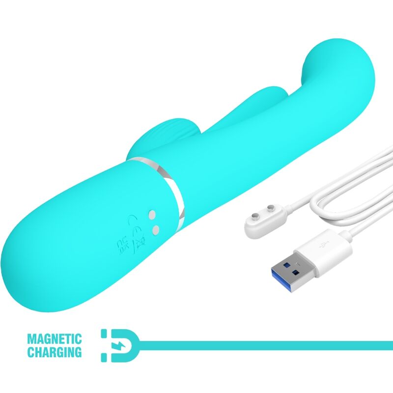 PRETTY LOVE - SHANIA TRIPLE RABBIT MULTIFUNCTION VIBRATOR 3 IN 1 BLUE - Amore24