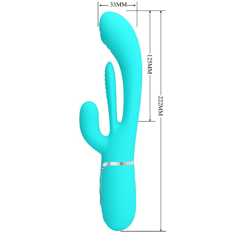 PRETTY LOVE - SHANIA TRIPLE RABBIT MULTIFUNCTION VIBRATOR 3 IN 1 BLUE - Amore24