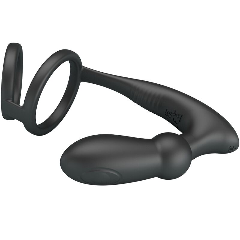 PRETTY LOVE - EMONI PENIS RING + ANAL PLUG 12 VIBRATIONS BLACK - Amore24
