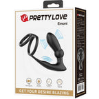 PRETTY LOVE - EMONI PENIS RING + ANAL PLUG 12 VIBRATIONS BLACK - Amore24