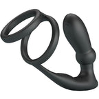 PRETTY LOVE - EMONI PENIS RING + ANAL PLUG 12 VIBRATIONS BLACK - Amore24