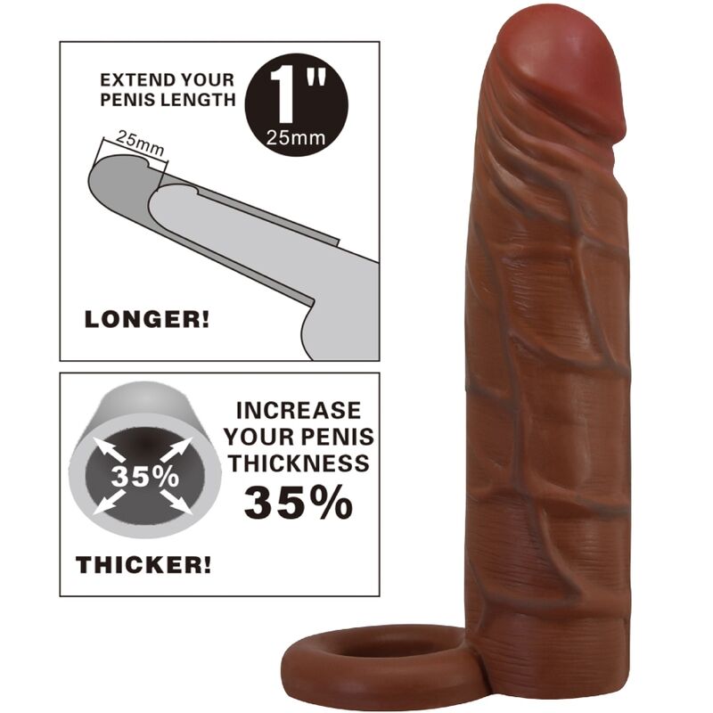 PRETTY LOVE - KAILE PENIS SLEEVE WITH 2.5 CM EXTENSION MULATTO - Amore24