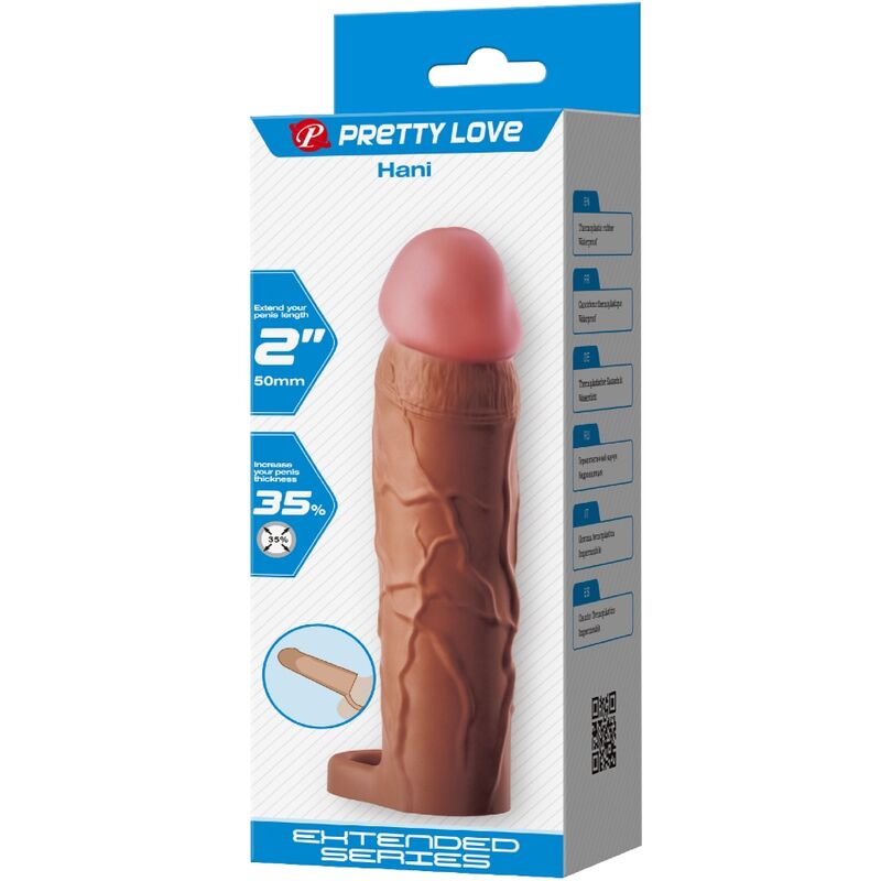 PRETTY LOVE - HANI PENIS SLEEVE WITH 5 CM EXTENSION MULATTO - Amore24
