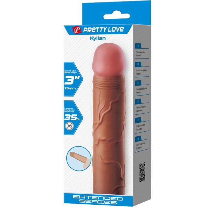 PRETTY LOVE - KYLIAN PENIS SLEEVE WITH 7.6 CM EXTENSION MULATTO - Amore24