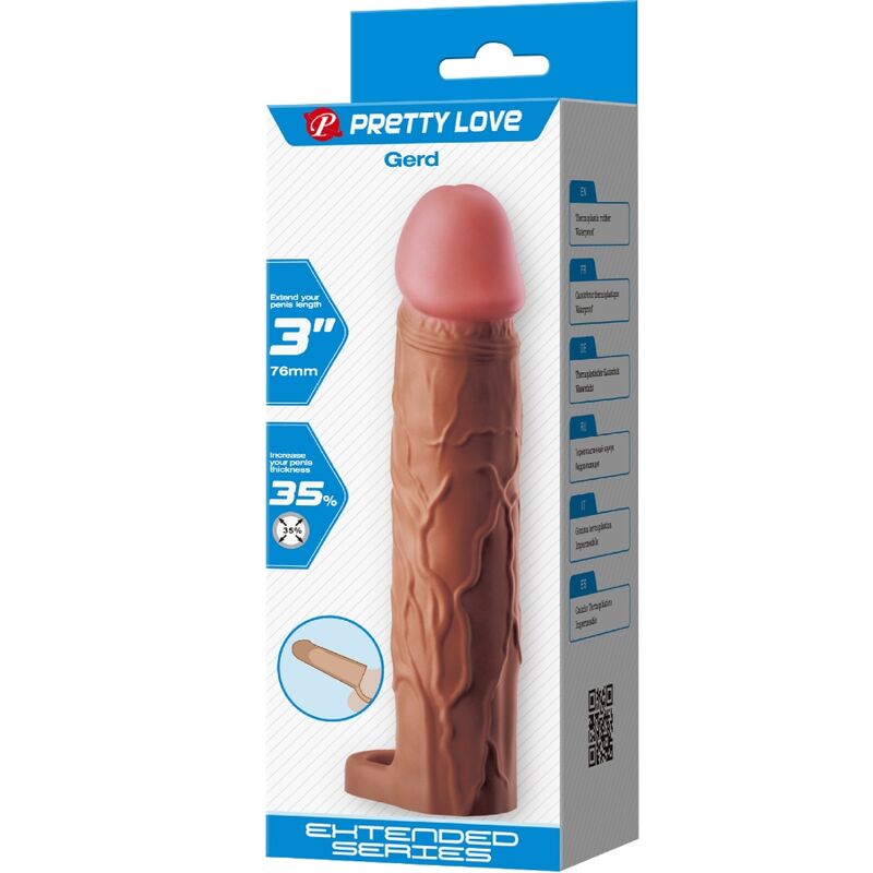 PRETTY LOVE - GERD PENIS SLEEVE WITH 7.6 CM EXTENSION MULATTO - Amore24