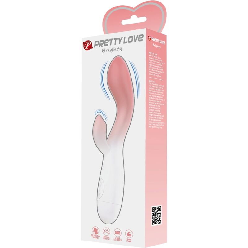 PRETTY LOVE - BRIGHTY G-SPOT VIBRATOR + CLITORIS STIMULATOR 30 VIBRATIONS PINK - Amore24