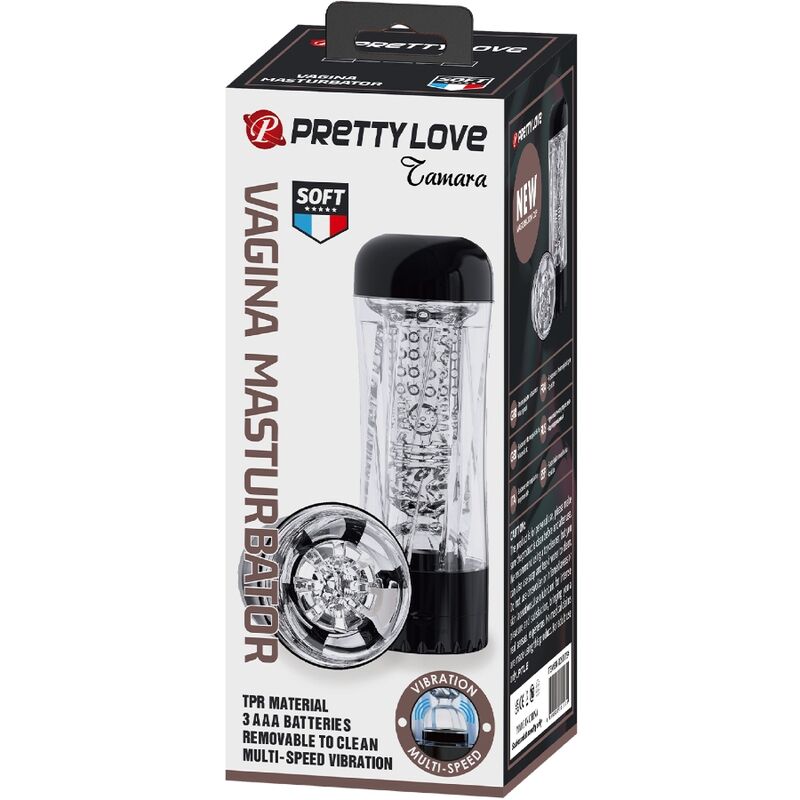 PRETTY LOVE - TAMARA MALE MASTURBATOR MULTI-SPEED VIBRATOR BLACK - Amore24