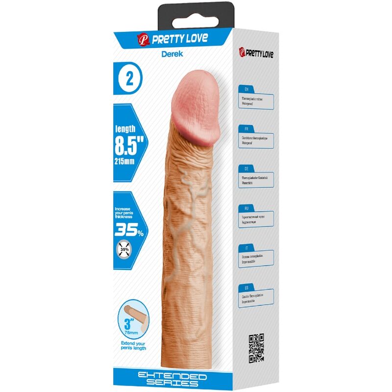 PRETTY LOVE - DEREK PENIS SLEEVE WITH 7.6 CM EXTENSION FLESH - Amore24