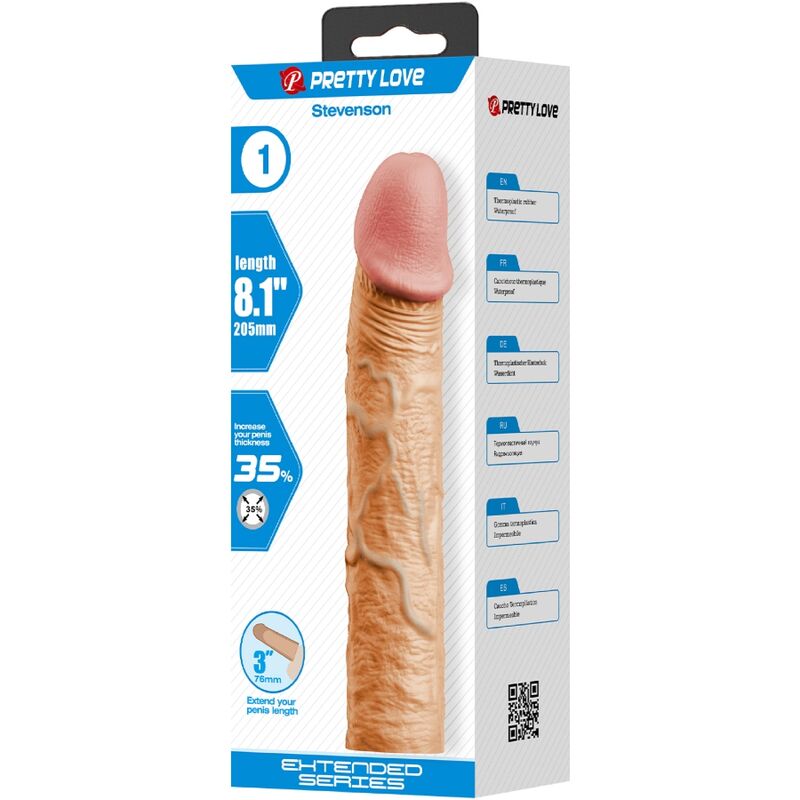 PRETTY LOVE - STEVENSON PENIS SLEEVE WITH 7.6 CM EXTENSION FLESH - Amore24
